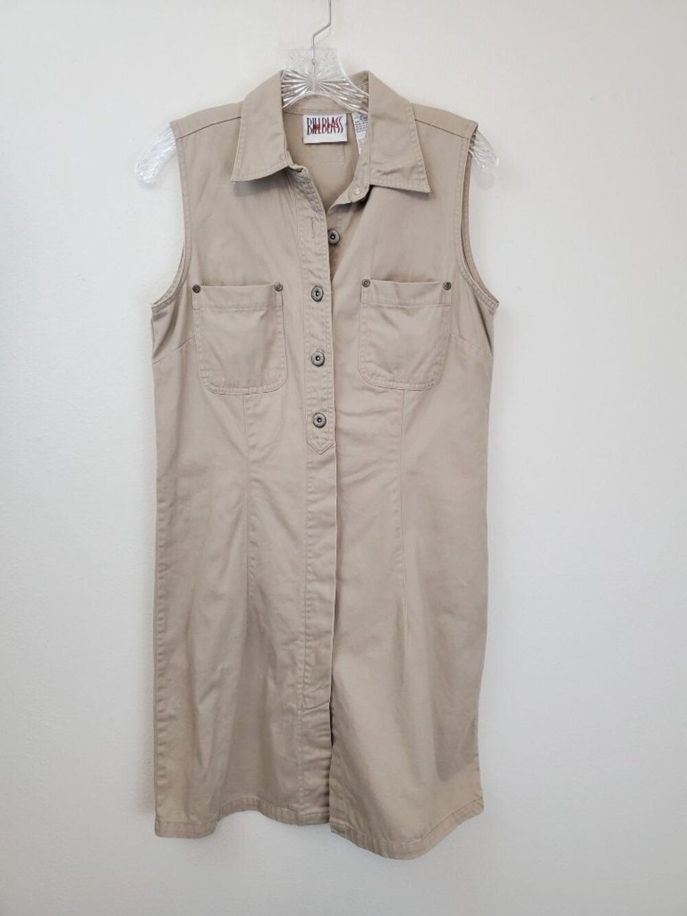 Bill Blass vintage khaki sleeveless safari dress